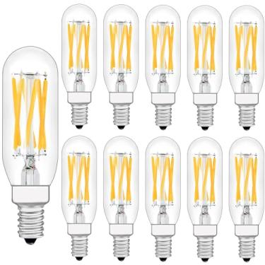 Imagem de PIFUT Lâmpada de LED T8, Lâmpada LED regulável E12, 110v 600 Lumens equivalente a 3000K 60W lâmpada tubular de vidro transparente, melhor substituição para lâmpada incandescente, lâmpadas LED candelabro, pacote com 10 (branco quente)