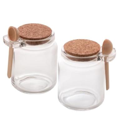 Imagem de Pote de Vidro para Cozinha com Tampa de Rolha e Colher de Bambu, Prático e Charmoso para Sal e Condimentos(2)