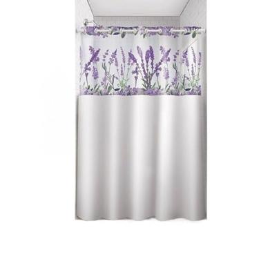 Imagem de Box Banheiro, Cortina para Box de Banheiro Antimofo com Ilhós Impermeável, 1,35 M (Largura) X 2,00 M (Altura)(Lavanda)