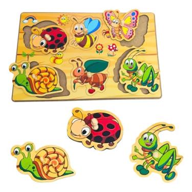 Imagem de Quebra-cabeça Infantil com Pinos Painel Divertido Insetos - Maninho - 18 meses