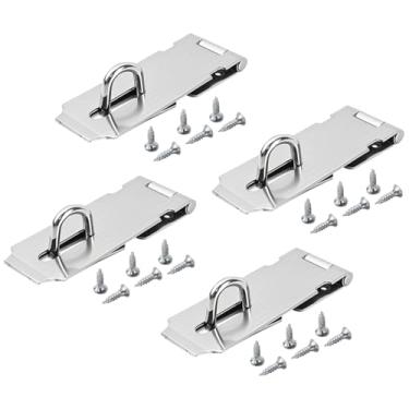 Imagem de 4 peças de ferrolho de cadeado de aço inoxidável de 5 cm ferrolho de bloqueio de galpão resistente pequeno fecho de portão de jardim porta de garagem cadeado trava acessórios de hardware com 24 peças