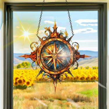 Imagem de Acrílico colorido, apanhadores de sol, decoração de janela pendurada em cruz, arte de parede de arco-íris, para sala de estar, quarto, varanda, interior e exterior, jardim, enfeites de Natal 19 x 19