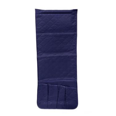 Imagem de Pssopp Bolsa Suspensa para Armazenamento Lateral do sofá, Design de Laço, Cinco Bolsos, Fácil Acesso, Organizador de Apoio de Braço de sofá de Poliéster Antidesgaste para TV, Controle (89x33cm)