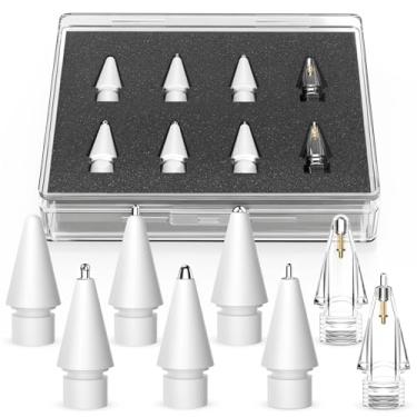 Imagem de Inesore 8 estilos de pontas de substituição para Apple Pencil Pro, várias opções de acessórios de pontas duráveis de metal para Apple Pencil Pro/2ª geração/1ª geração/USB-C (pacote com 8)