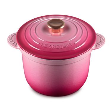 Imagem de Panela de Arroz Every sem Tampa Interna com Pegador Dourado 18 cm Rosa Berry Le Creuset
