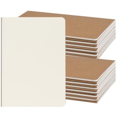 Imagem de ZCZN Pacote com 24 cadernos Kraft A5 a granel, 21 x 13 cm, cadernos em branco, cadernos para composição de trabalho, cadernos de diário escolar, para escritório, 60 páginas