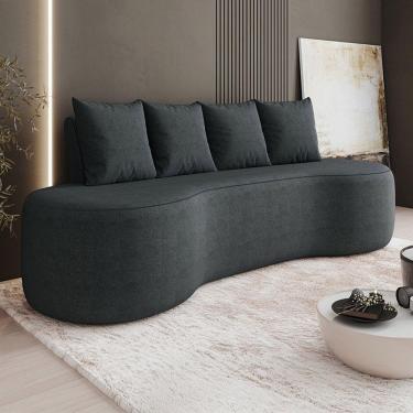 Imagem de Sofá 3 Lugares Orgânico 210cm Com Almofadas Benin Bouclê B03 - D'rossi Preto