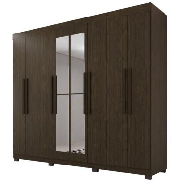 Imagem de Guarda-roupa De Casal 100% Mdf 8 Portas 4 Gavetas Itália Com Espelho