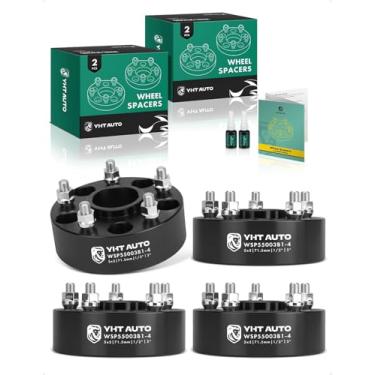 Imagem de YHTAUTO Espaçadores de roda 5x5 de 5 polegadas compatíveis com Jeep Grand Cherokee Wrangler Commander 1999-2018 espaçadores de pneu de 5 x 127 mm com pinos de grau 1/2"-20 e 12,9, furo do cubo de 71,5 mm 5 pinos 4 peças adaptador de roda preto