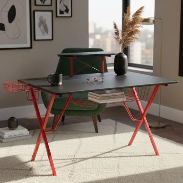 Imagem de Mesa Gamer Com Mesa De Apoio Preta E Vermelha 120x62x95 Cm