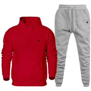 Imagem de Conjunto de Moletom Blusa e Calça Masculino Flanelado 50% Poliester 50% Algodao Inverno Macio