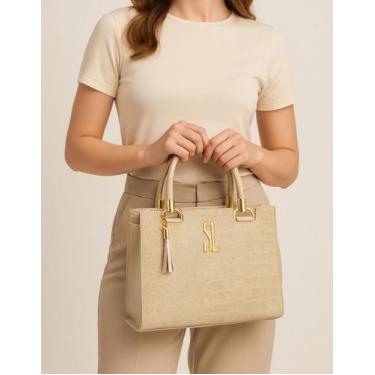 Imagem de Bolsa Castelo Croco Feminina Forrada Sintético Grande - Santa Lurdes, 