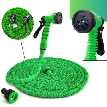 Imagem de Mangueira Magica Extensível Retrátil Flexivel Com Gatilho Esguicho 7 Jatos 15m - Azul/Verde