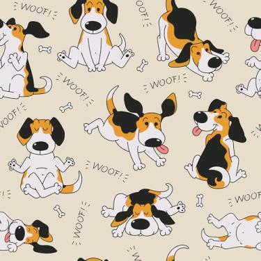 Imagem de VaryPaper Papel de parede de cachorro Happy Beagle de 48 x 190 cm, papel de parede engraçado para cachorrinho de bebê para quarto de bebê, papel de contato de cachorro para armários, prateleiras