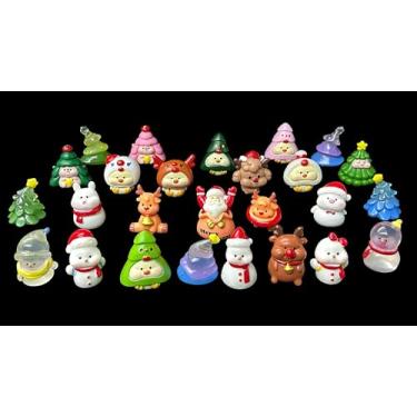 Imagem de Mini enfeites de resina de árvore de Natal, conjunto de estatuetas em miniatura, enfeites de sino de boneco de neve de Natal para fazer garrafas faça você mesmo, artesanato de aquário de peixes