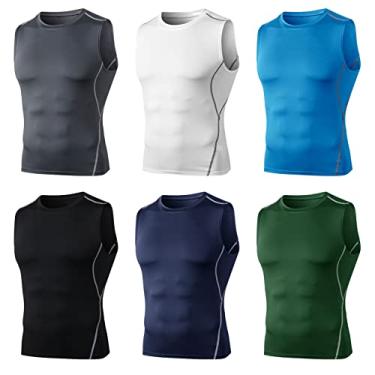 Imagem de Regata de Compressão Masculina sem Mangas, Gola Red, Colete de Secagem Rápida, Slim Fit, Top Fitness, Treinamento Atlético, Moletom Muscular