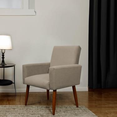 Imagem de Poltrona Decorativa Para Sala E Quarto Nina Suede Herrero Cor:cappuccino