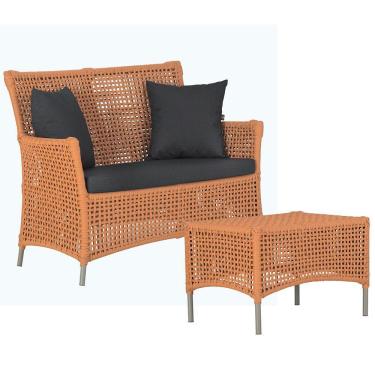 Imagem de 1 Sofá E Mesa Centro Igapó Alumínio Corda Náutica E11 Trama Terra Cota