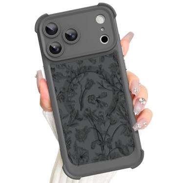 Imagem de AIGOMARA Capa floral magnética para iPhone 17 Pro Max, adequada para Magsafe, protetor de tela, linda flor de sálvia fosca translúcida 4 cantos airbag capa de telefone de proteção para câmera para