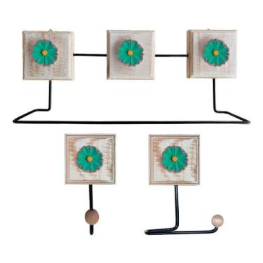 Imagem de Kit Banheiro 3 Peças Toalheiro Cabideiro Porta Papel Papel - Estilo Rú