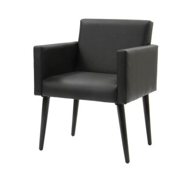 Imagem de Poltrona Decorativa Luca Soft Sala De Recepção Em Tecido Sintético - Preto - Cor: Preto