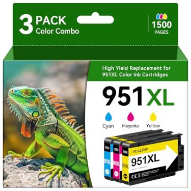 Imagem de Pacote de substituição de cartuchos de tinta 951XL para HP 951 cartuchos de tinta compatíveis com OfficeJet Pro 8600 8610 8620 8630 8625 8615 8100 8110 impressora (ciano magenta amarelo) 3 unidades