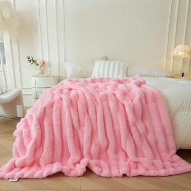 Imagem de MEGO Manta de pele de coelho sintética fofa, cobertor felpudo macio e largo para cama, sofá, cadeira, decorativo, salsicha, quarto, sala de estar, cobertor peludo para crianças, meninas, adolescentes