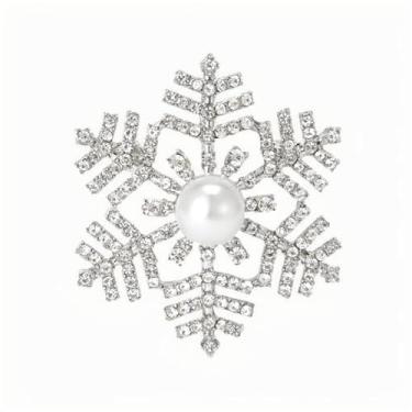 Imagem de RLHRNDE Broche de floco de neve de Natal para mulheres e homens delicados inverno aqua azul gelo azul-petróleo rosa zircônia cúbica acessórios de vestido de corpete crachá de natal aniversário joias