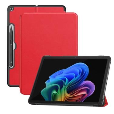 Imagem de Capa para tablet Microsoft Surface Pro de 12 polegadas, capa KONXISA com suporte de três dobras, couro PU premium e capa de adsorção magnética, resistente a arranhões e à prova de choque, vermelha