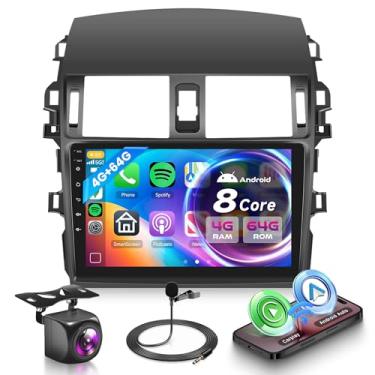Imagem de Rádio automotivo 4G + 64G 8 núcleos Qualcomm Snapdragon Chip para Toyota Corolla 2009-2013 sem fio CarPlay Android Auto 9 polegadas Android Car Stereo com tela 3D de modelo de carro DSP GPS Navi WIFI