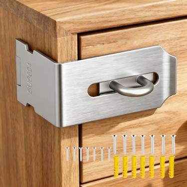 Imagem de Trava de bloqueio de ferrolho de 90 graus, aço inoxidável 304, fecho de cadeado seguro de ângulo reto, trava de segurança para armário de arquivos, gaveta de mesa, caixa de ferramentas, caixa de