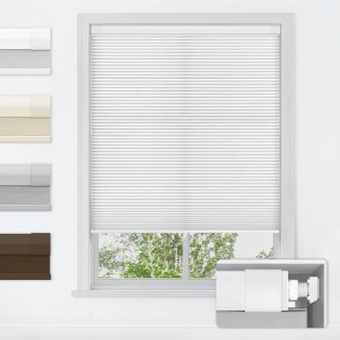 Imagem de LazBlinds Persianas celulares sem fio, sem ferramentas, sem perfuração, cortinas de colmeia com filtro de luz para casa, persianas de isolamento térmico para janelas, 56 cm L x 182 cm A, branco