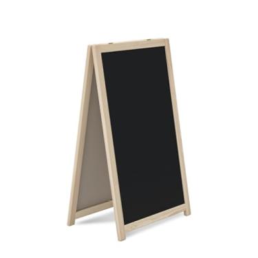 Imagem de Cavalete de Calçada Duplo Madeira Pinus com Quadro Negro 100x60 Propaganda Cardápio Bar Restaurante
