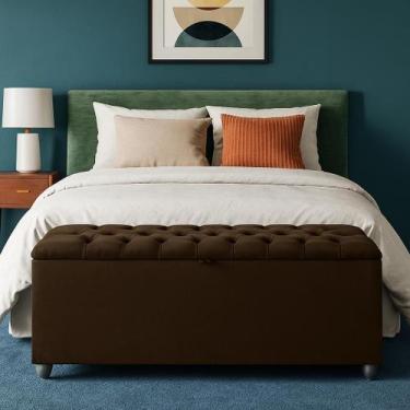 Imagem de Baú Recamier Cor Marrom Sara Com Capitonê 190cm Para Cama King - Lv - 