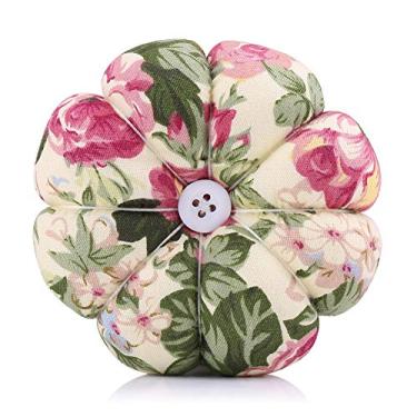 Imagem de 1 pç almofada de alfinete, almofada de alfinete em forma de abóbora, tecido adorável costura com cinto elástico ajustável para pulso suprimentos de arte confortáveis para Quilting DIY Crafts Patchwork