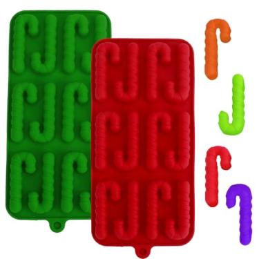 Imagem de Moldes de chocolate de Natal, 2 peças de moldes de doces de silicone para assar, Papai Noel, homem de gengibre, boneco de neve, árvore de Natal, floco de neve, formas de cozimento em forma de presente