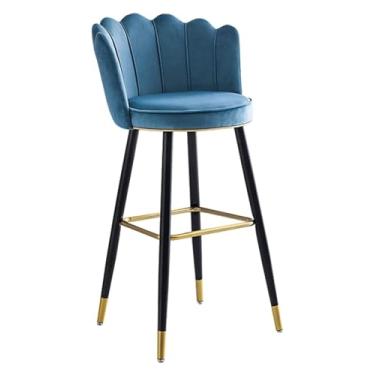 Imagem de Banqueta para pés, banquetas de tecido de veludo, assento de pernas de metal preto, cadeira alta de bar com altura de balcão de 66 cm, banquinho de bar fácil de montar para casa