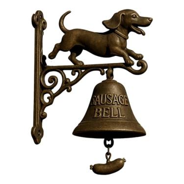 Imagem de Campainha decorativa de dachshund de bruxa - campainha suspensa com anel manual para varanda, jardim, cerca, casa de campo, entrada de loja - presente de inauguração de casa