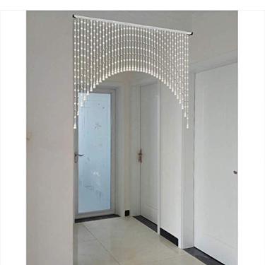 Imagem de Cortinas de porta com contas para portas cortina de cordão de contas de madeira para divisórias de quarto brancas - 21/25/31/35 fios decoração suspensa de entrada de casa, personalizável