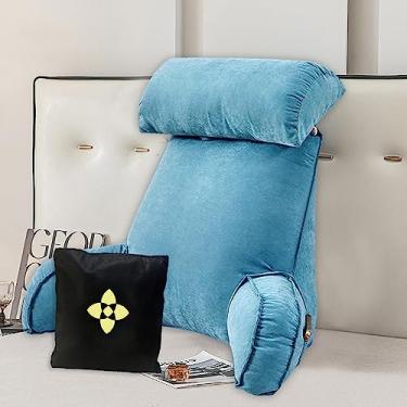 Imagem de Travesseiro de leitura extragrande com suporte de pescoço/braço, almofada de suporte lombar funcional para jogos, leitura, relaxamento, assistir TV e muito mais, almofada ergonômica de suporte para