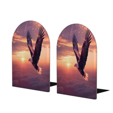 Imagem de Animal Eagle Sun Sky Suporte de livros de madeira grande suporte de livros decorativo antiderrapante resistente terminais de livro para mesa de escritório em casa biblioteca de estudo escolar