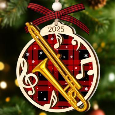 Imagem de Ornamento de trombone – Ornamento de instrumento musical para árvore de Natal – presente para tocadores de trombone e amantes de música – presentes engraçados para músicos – decoração para amantes de