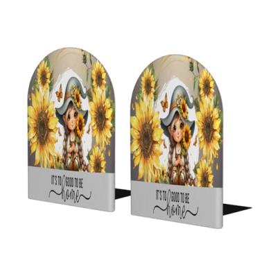 Imagem de Gnomo cinza fofo grande suporte de livros de madeira decorativo antiderrapante resistente terminais de livro para mesa de escritório em casa biblioteca de estudo escolar divisórias de livros para