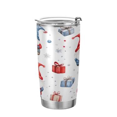 Imagem de Blueangle Copo de aço inoxidável isolado a vácuo de 590 ml com tampa e canudo, caneca de viagem de gnomos fofos para bebidas quentes e frias (120)