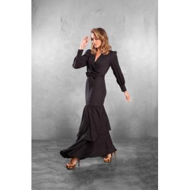 Imagem de Vestido Longo Ametista Velvet - Preto - Amey, GG