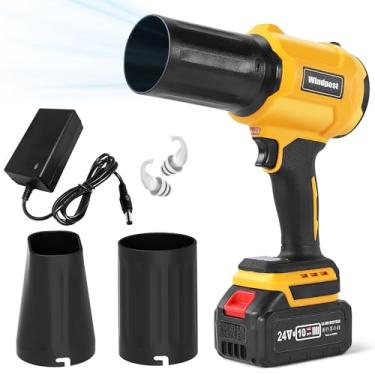 Imagem de Windpost Soprador de folhas pequeno sem fio, soprador de folhas sem fio, soprador de jato turbo de 30.0000 RPM com bateria 1x24VX4.0Ah e carregador para limpeza de pátio, cuidados com o gramado