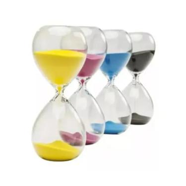Imagem de Ampulheta Decorativa De Vidro Liso Areia Colorida 15 Minutos Colorido