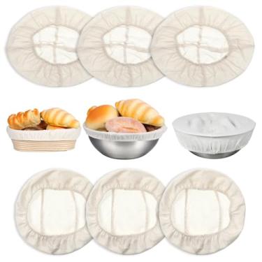 Imagem de 6 peças de pano à prova de pão, forro de pano, cobertura de massa de cozimento, oval de 25,4 cm, pano redondo, natural, vime, banneton, à prova de pano, cobertura de cesta para massa caseira