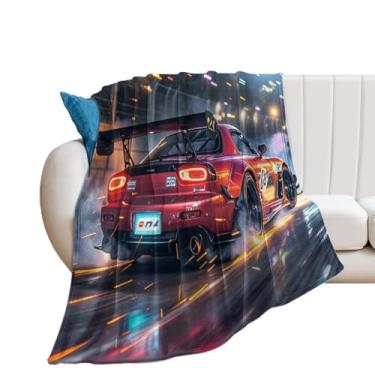 Imagem de HouLaiZhe Cobertor Super Macio Flanela Corrida JDM Carro Rx7 Esporte Leve Cobertor de Refrigeração para Sofá-Cama Cadeira Sofá Carro Viagem ao Ar Livre Leve Quente 127 cm x 152 cm