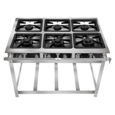 Imagem de FOGÃO SERV INOX BAIXA PRESSÃO 6 BOCAS (3 SIMPLES 3 DUPLAS)